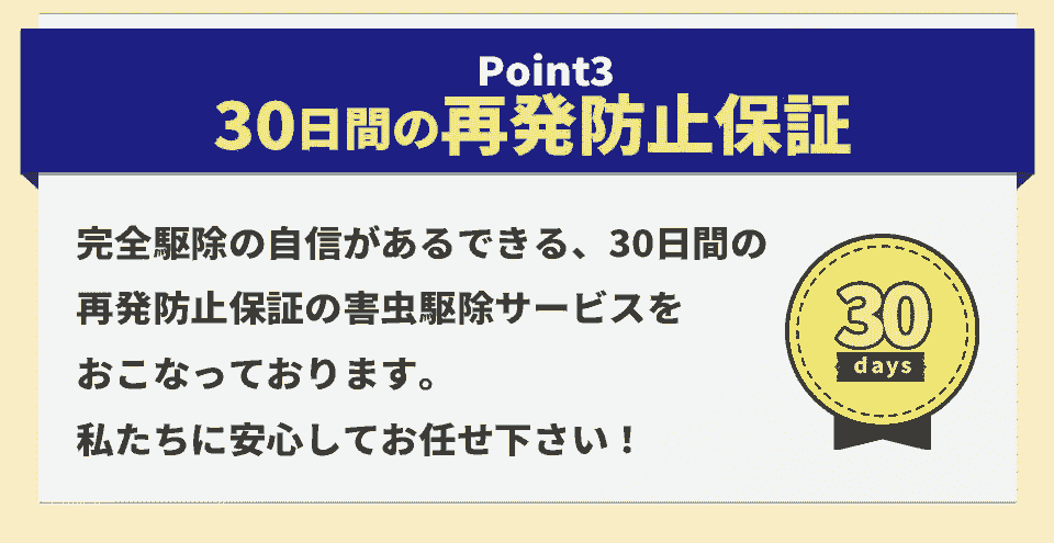 30日間の再発防止保証