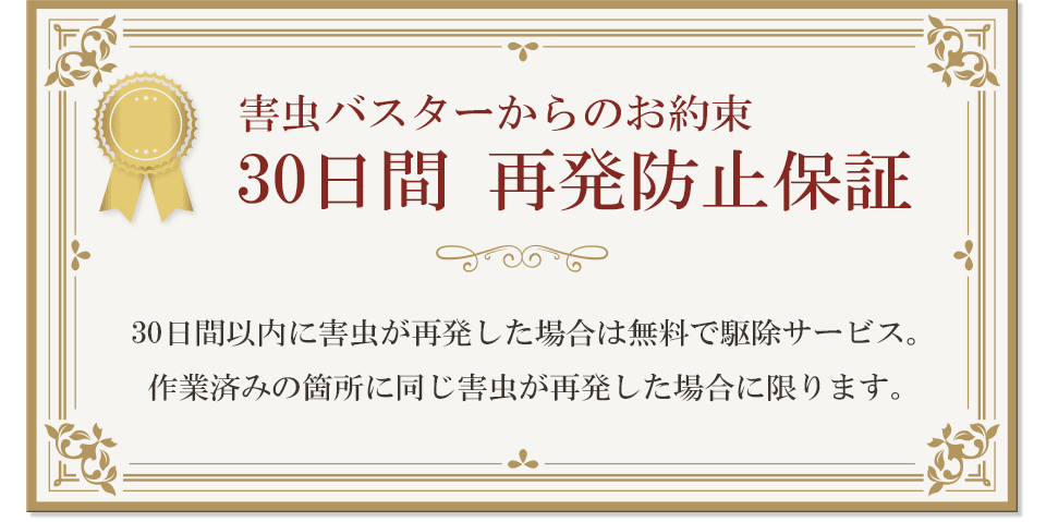 害虫駆除からのお約束30日間再発防止保証