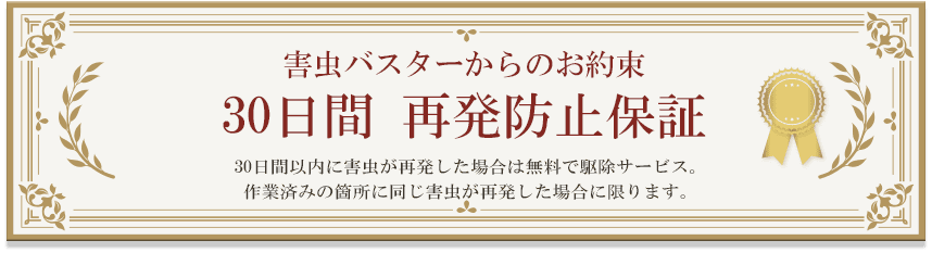 害虫駆除からのお約束30日間再発防止保証